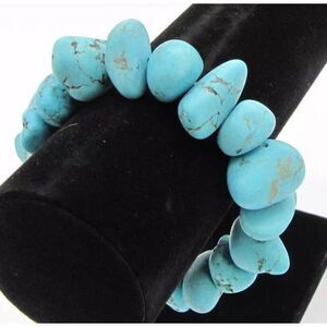 WOW Big Chunky Beaded Turquoise Bracelet Beach, Boho, Cowgirl Stand Out Bracelet